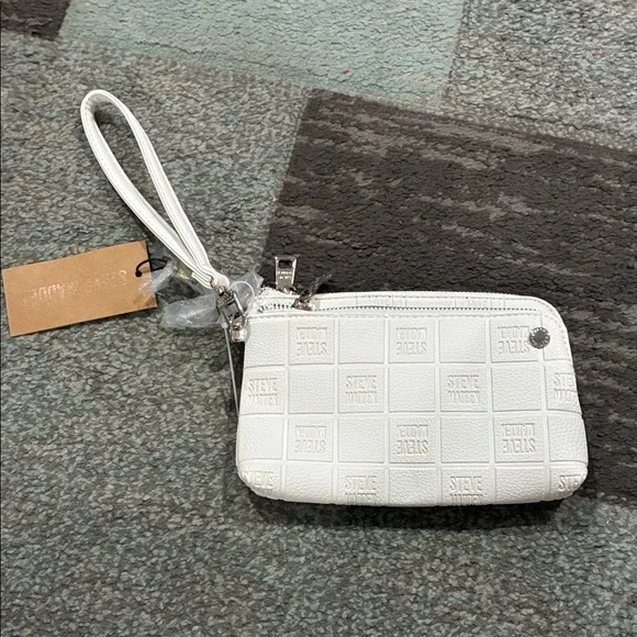 Steve Madden White Embossed Wristlet with Detachable Strap - Picture 2 of 2